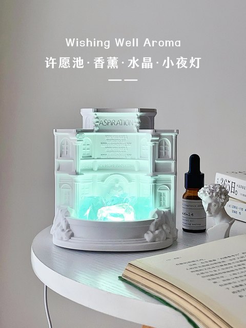 Wishing Pool Flameless Aromatherapy Crystal Diffuser Stone Night Light Ornament Incense Burner Niche High-End Birthday Gift for Men and Women