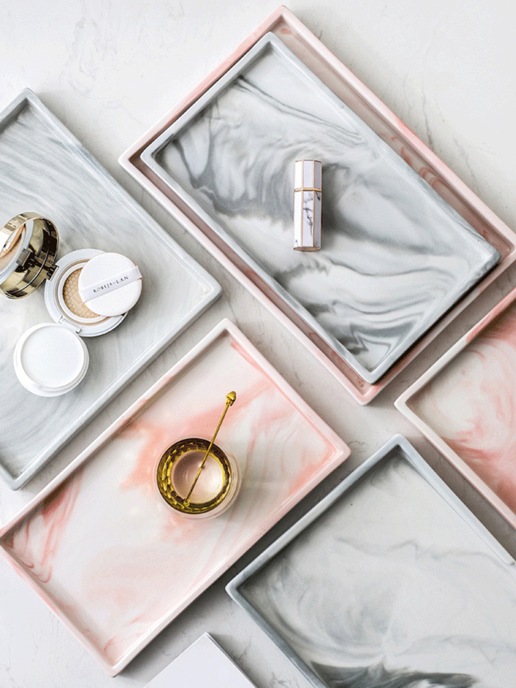Marble tray was Nordic ins ceramic supporter hotel counters accessories receive rectangular plate plate