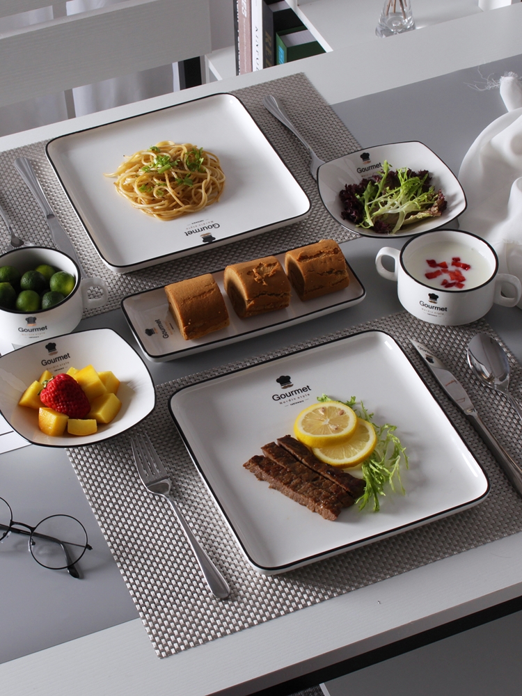 Contracted steak knife and fork dish suits for home picking western - style food tableware full European creative ceramic western dishes