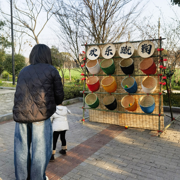 Sandbag Throwing Game Scene Setup, Bamboo Frame, Bamboo Basket, Traditional Archery Activity, Wedding Blessing Throwing Game, Cuju Game
