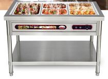 Commercial Standing Heating Insulation Car Canteen Automatic Temperature Control Sales Dining Desk Stainless Steel Fast Food Insulation Bench Soup Pool Small
