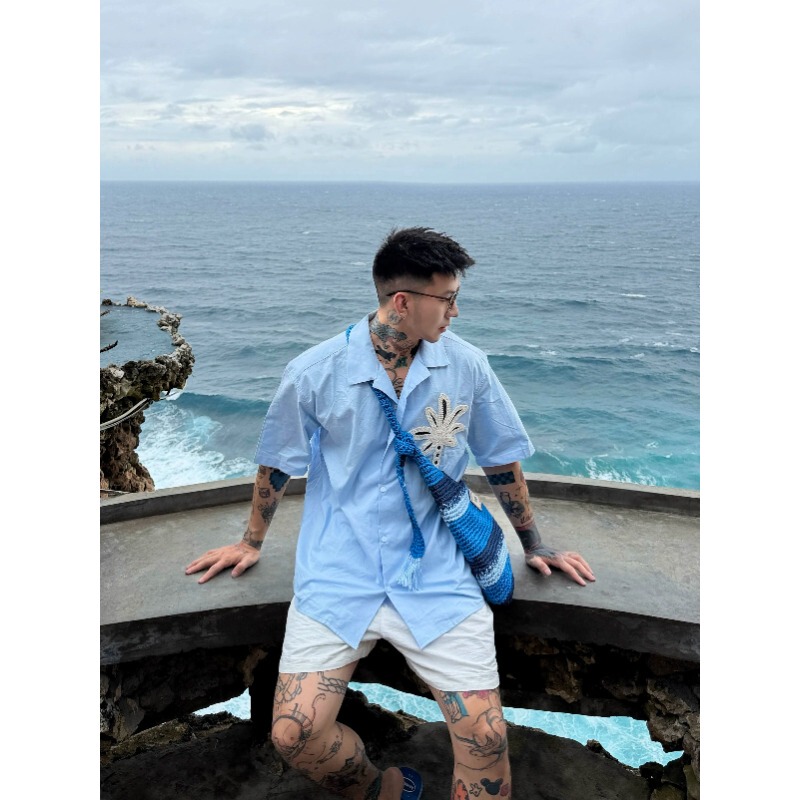 Hawaiian Resort Style Cuban Collar Coconut Embroidery Short-Sleeved Shirt for Men, Summer High-End Lazy Style Loose Shirt Hawaiian Resort Style Cuban Collar Coconut Embroidery Short-Sleeved Shirt for Men, Summer High-End Lazy Style Loose Shirt