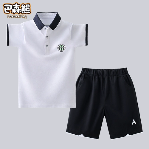Летняя одежда, комплект, детская летняя форма для мальчиков, футболка polo, подходит для подростков, короткий рукав