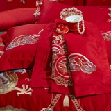 Элитный комплект, покрывало, простыня, пододеяльник, с вышивкой, 4 предмета, китайский стиль