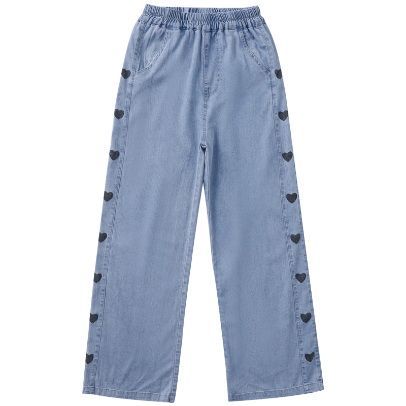 女童裤子夏装薄2025新款防蚊儿童大童天丝牛仔冰丝夏季直筒阔腿裤