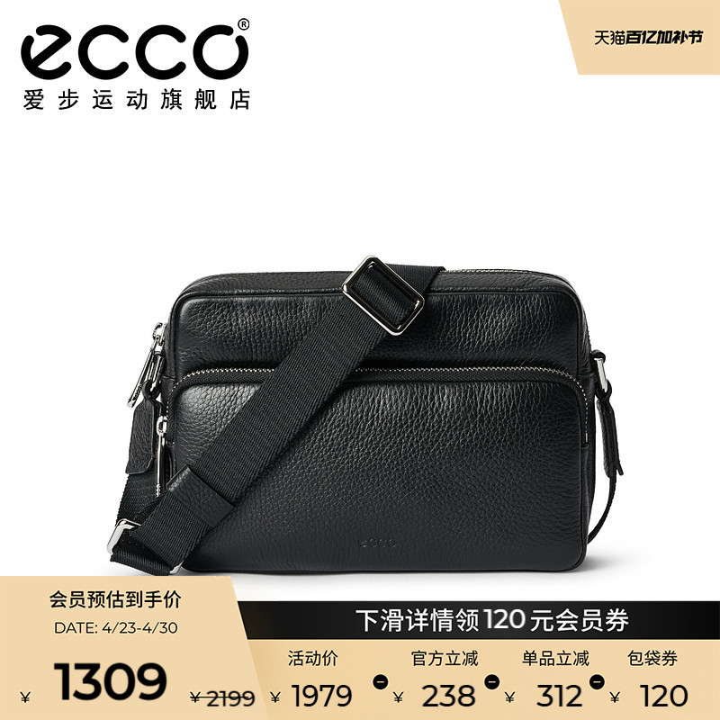 Ecco Shoulder Bag Black Genuine Leather Bag Square Bag Handbag Commuter Camera Bag 9107759