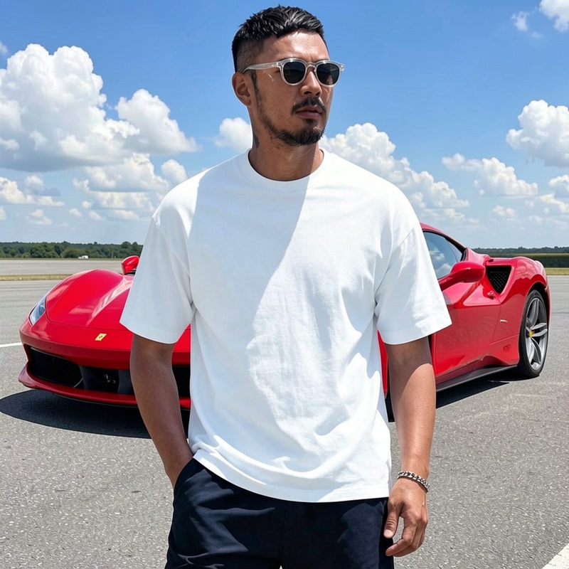 New Pure White T-Shirt for Men, Short-Sleeved, Pure Cotton, Loose Fit, Crew Neck, Long-Staple Cotton Base Shirt, Breathable Half-Sleeve