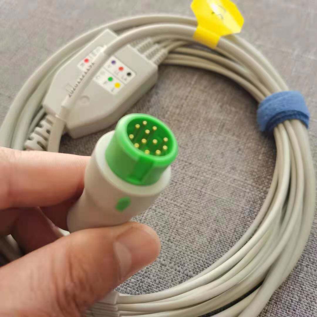 适用于迈瑞除颤仪BeneHeart D5  D6心电导联线（12针5导扣式）