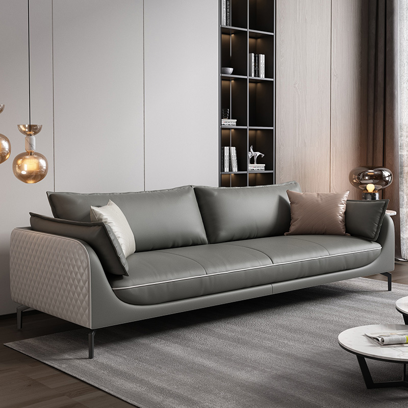 Leather office sofa simple modern Nordic business reception reception coffee table combination three-person office sofa
