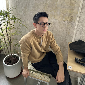 Nick Tian 纯羊毛开衫宽松毛衣外套男秋季韩系休闲老钱风针织衫