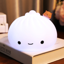 Soft cute bun pat light Colorful color-changing night light Girl heart bedroom dream feeding rechargeable cute table lamp