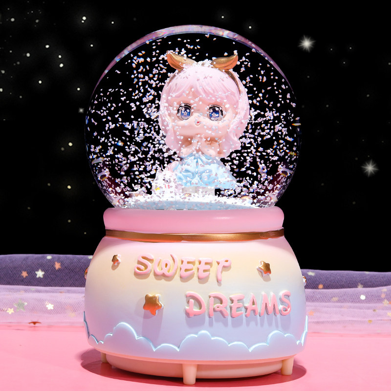 Ten-year-old girl Water crystal ball Eight soundboxes Swing Piece Music Box Swivel Night Light Children Birthday Presents Girls