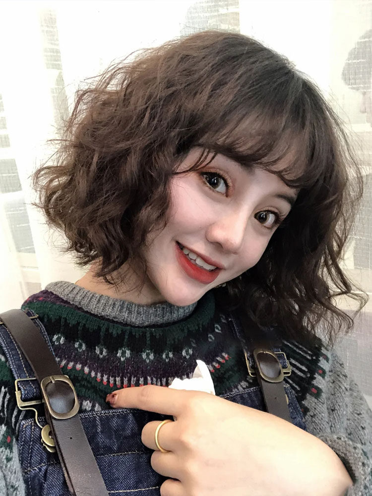 French air fake bangs wigs Curly hair pieces All true from the natural incognito head hair patch female cover white hair cover