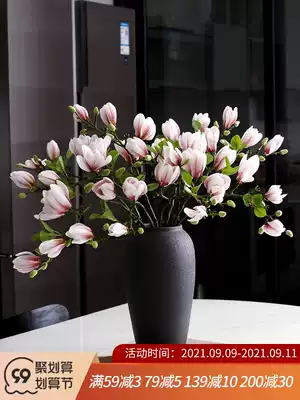 Hand-feeling Bras Magnolia Simulation Bouquet Living Room Table Fare Decoration Floral Set Vase Flower