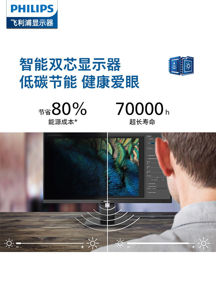 Philips 2K Monitor 32inch High-Definition Wide Color Gamut Home/Commercial Office Monitoring Wall-Mounted Computer Screen