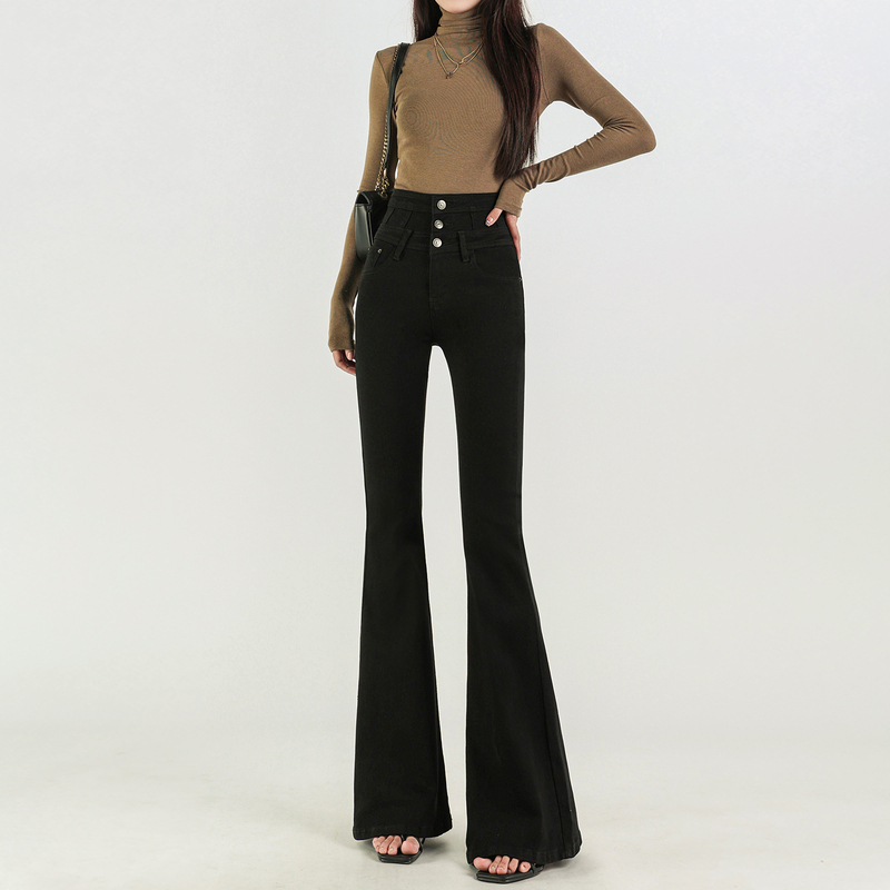 High-Waisted Tummy Control Black Flared Jeans for Women, New Autumn Slim-Fit Extended Floor-Length Bootcut Pants High-Waisted Tummy Control Black Flared Jeans for Women, New Autumn Slim-Fit Extended Floor-Length Bootcut Pants