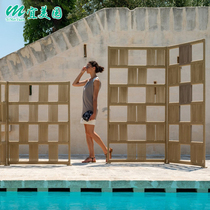Outdoor garden partition courtyard villa balcony guardrail decoration rattan outdoor screen shield double-sided screen furniture