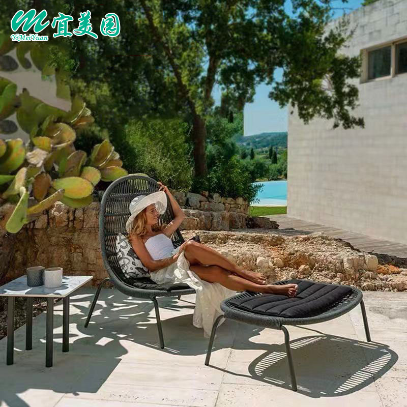 Outdoor sofa rattan single chair outdoor leisure balcony courtyard sofa greenhouse table and chair sofa combination