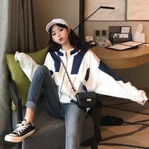 2021 spring and summer new American baseball uniform female Korean version loose casual thin section stitching denim jacket ins tide MM