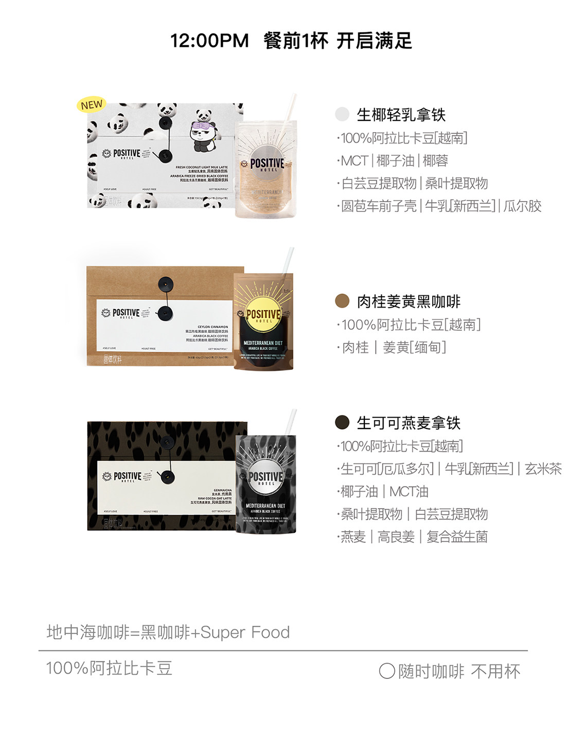 【中国直邮】 韩国 Positive Hotel PH地中海咖啡 阿拉比卡生椰轻乳拿铁冻干速溶 生椰轻乳拿铁7袋/盒*2盒