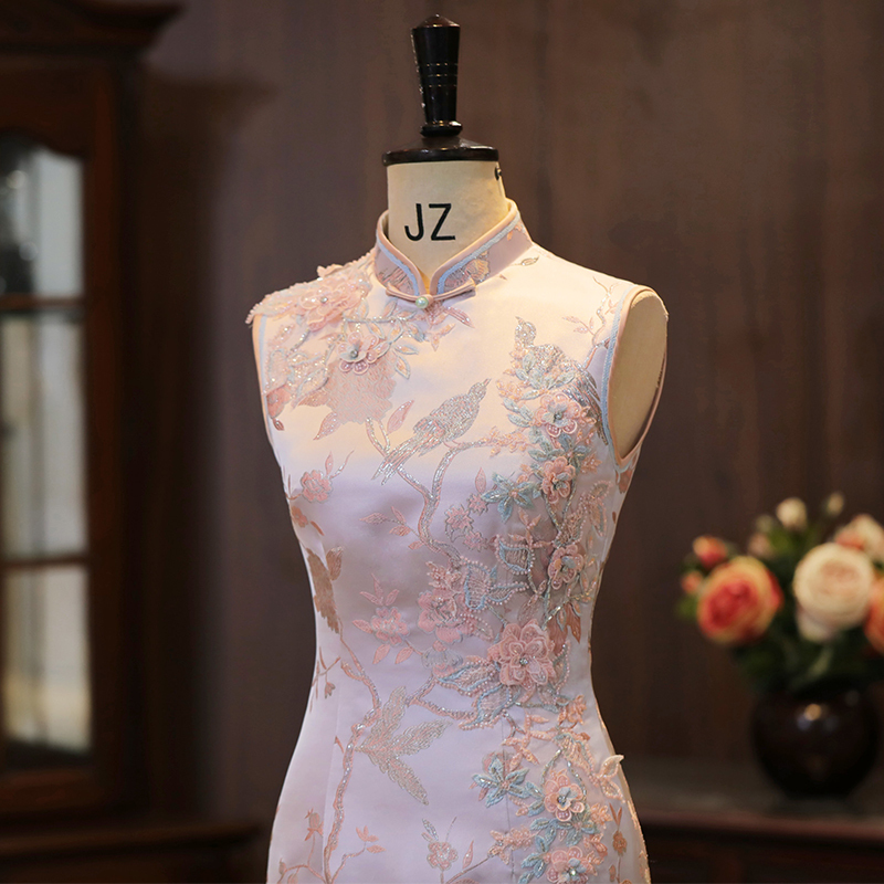 Pink Cheongsam for Women, Spring and Summer, Traditional Sleeveless, Modernized New Chinese Style Toast Dress, 2026 New Model, Engagement Dress Pink Cheongsam for Women, Spring and Summer, Traditional Sleeveless, Modernized New Chinese Style Toast Dress, 2026 New Model, Engagement Dress
