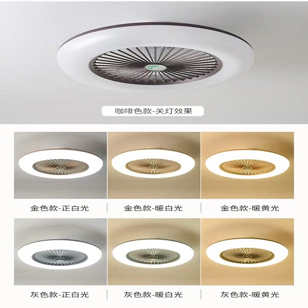 Bridge field bedroom suction top invisible fan light low floor ultra-thin Nordic modern minimalist restaurant mute ceiling fan light-Taobao