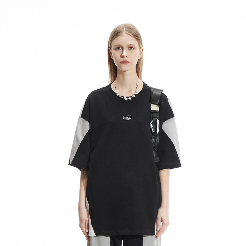 inxx sports tide brand couple printing short-sleeved loose stitching hit color half-sleeve T-shirt summer SIB2018189