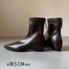Sheepskin Version ~ 5cm Height-Increasing Pointed Toe Chunky Heel Short Boots for Women, 2025 Autumn and Winter New Style, Back Zipper Slim Boots