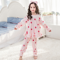 Girls pajamas autumn and winter coral velvet thickened Princess flannel baby girl winter childrens home clothes