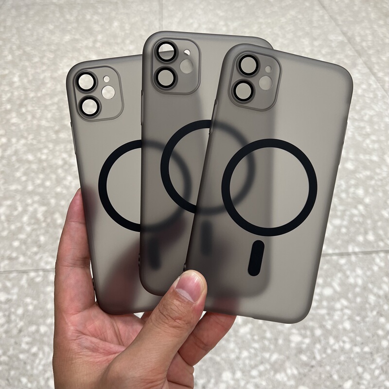 High-End Matte Anti-Fingerprint Magsafe Magnetic Wireless Charging Phone Case with Lens Film, Suitable for iPhone 11, 11 Pro Max, Full-Cover Hard Shell, Transparent, Ultra-Thin, Unisex