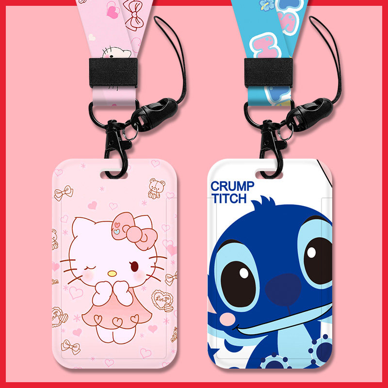 Cute girl cartoon transfer card kindergarten badge card card set work permit campus student meal card bus card set protection cover member work card lanyard traffic subway entrance guard card set work card
