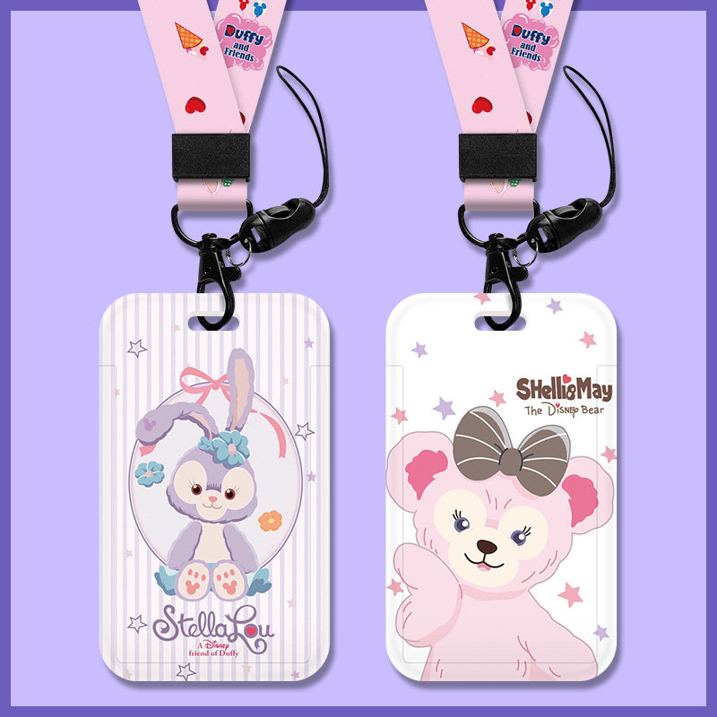 Bus Card Protection Cartoon Cute Student Rice Card Campus Access Metro Door Card Set Keychain Girl Pick Up Kindergarten Card ID Work ID Factory Brand Lanyard Work Card Long Rope Card Cover