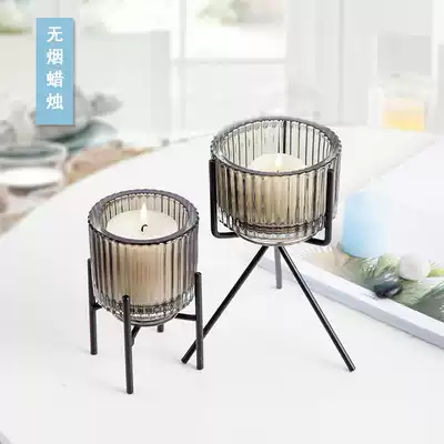 Glass Candlestick Nordic Romantic Candlelight Dinner Home Candles European Smokeless Fragrant Candles