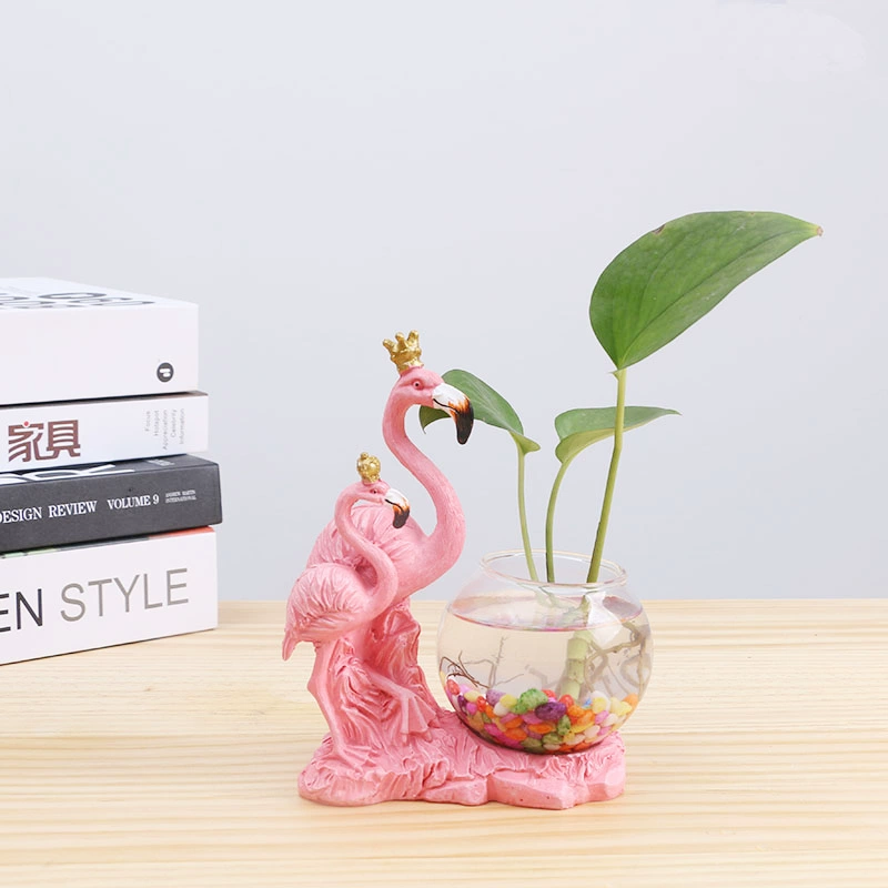 Phong cách châu Âu chim hồng hạc để bàn quầy cắm hoa cắm hoa cây xanh thủy canh thì là xanh nước cây thủy tinh trang trí bình hoa - Vase / Bồn hoa & Kệ