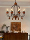 2025 New Vintage American Country-Style Living Room Chandelier in Walnut Color, Dining Room and Bedroom Lamp, Simple French-Style Lamp