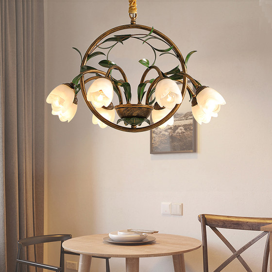 Restaurant Creative French Chandelier, Vintage Villa American-Style Lamp, Floral Living Room Light, Light Luxury and Grand Nordic Study Lamp