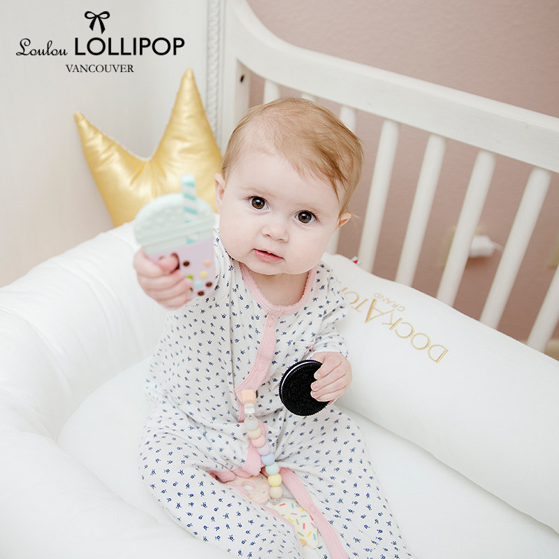 LouloulollipoP Baby Teether Lanyard Anti-Off Chain Baby Nipple Chain Molar Rod Silicone Soothing Bite Glue