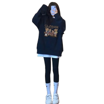 Maternity spring suit 2024 spring and autumn new round neck top maternity sweatshirt mid-length autumn and winter plus velvet large size trendy