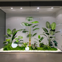 Indoor Artificial Plant Landscaping Combination, Areca Palm, Traveler's Banana, Fake Green Plants, Window Display, Company Restaurant Decoration Ornaments