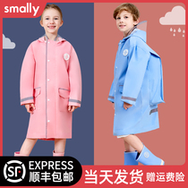 Smally Childrens raincoat for girls 2021 primary school students with school bag bit set Big child waterproof full body raincoat for boys