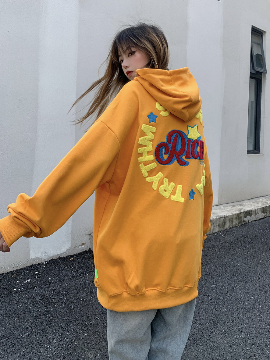 Legal alien embroidery hooded jacket men and women Spring and Autumn thin 2023 new tide in loose couple mode