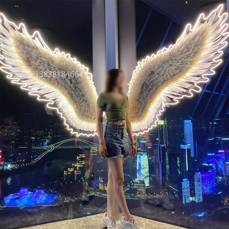 Internet-Famous Feather Wings Glowing Photo Backdrop for Photo Shoots, Breakup Shop Window, Milk Tea Mall, Angel Wings Internet-Famous Feather Wings Glowing Photo Backdrop for Photo Shoots, Breakup Shop Window, Milk Tea Mall, Angel Wings