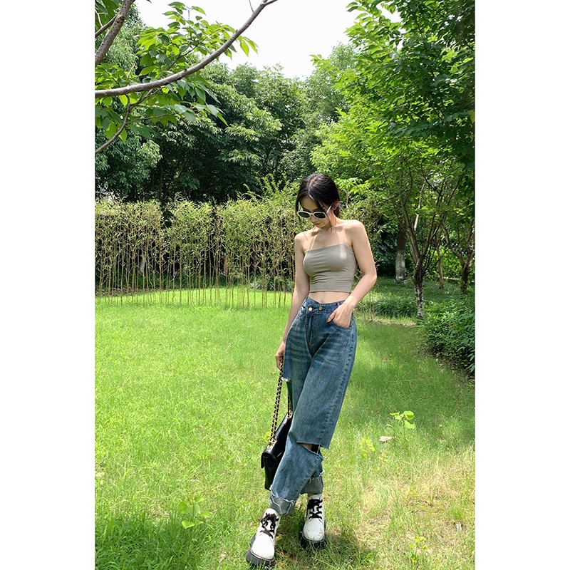 Zhang Gongzi studio Studio small harness vest female inner lap Summer hot girl outside wearing thin band bottom short and blouse blouse