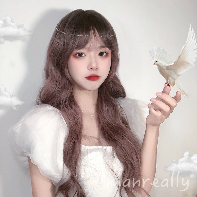 Comic Real Wig Woman Long Hair Long Curly Hair Roletta Tapering Air Liam Sea Netting Red face The whole headgear spot