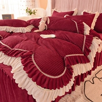 Демисезонный удерживающий тепло коралловый комплект, флисовый пододеяльник для принцессы, поддерживает постоянную температуру, 4 предмета