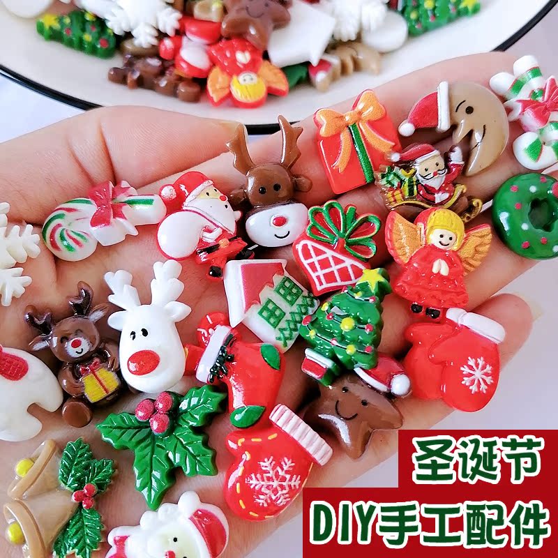 Christmas diy cream glue mobile phone protective case material package handmade hairpin hair accessories homemade resin accessories