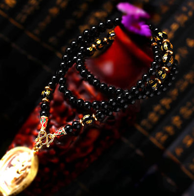 6mm Black Manau Six words true Thai Buddhist brand chain Buddha's necklace pendant chain male and female necklace