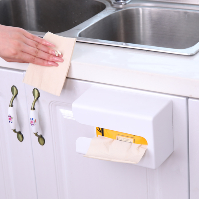 Wall-mounted paper towel box table top table sanitary napkin box rack wet tissue garbage bag box free of perforated toilet paper box