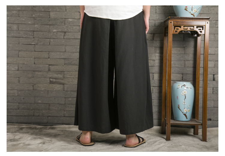 Quần mùa hè phong cách Trung Quốc quần nam chín quần rộng cộng với phân bón XL cotton ống rộng quần thun thun thun quần - Quần làm việc shop quần áo nam