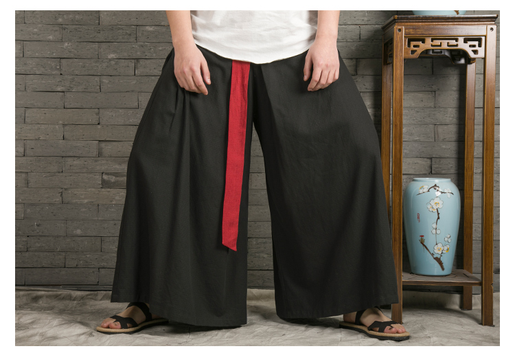 Quần mùa hè phong cách Trung Quốc quần nam chín quần rộng cộng với phân bón XL cotton ống rộng quần thun thun thun quần - Quần làm việc shop quần áo nam
